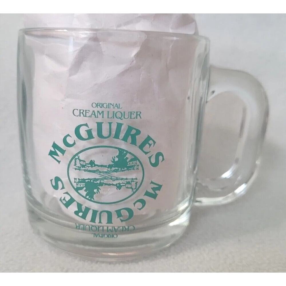 Vintage McGuires Irish Pub Coffee Cup Clear Glass Cream Liquor Thick Diner